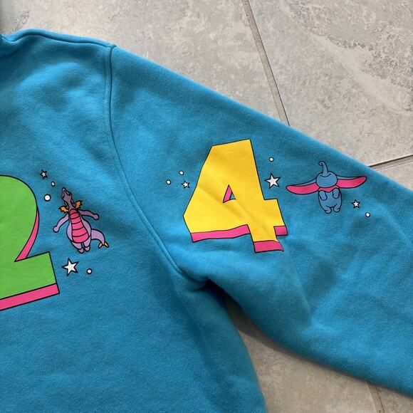 2024 Walt Disney World Figment Tinkerbell Blue Zip Up Hoodie Sweatshirt Size L - Picture 4 of 10